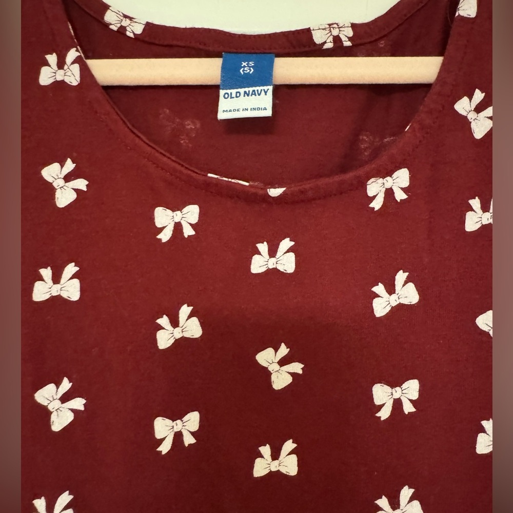 Old Navy Kids Dresses in Burgundy with Bows and Light Blue - Picture 3 of 4